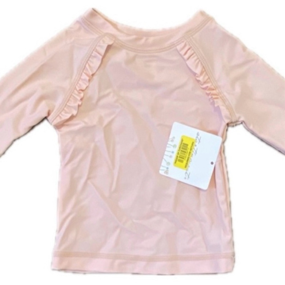 Starting Out Pink Rashguard 6-9M Ruffle Long Sleeve Swim Top NWT
